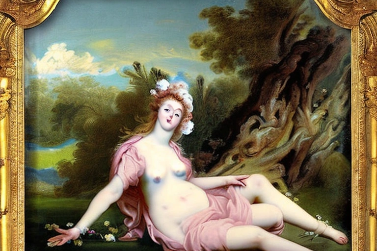 A Rococo Nymphs in Art image would show two nymphs in a landscape setting